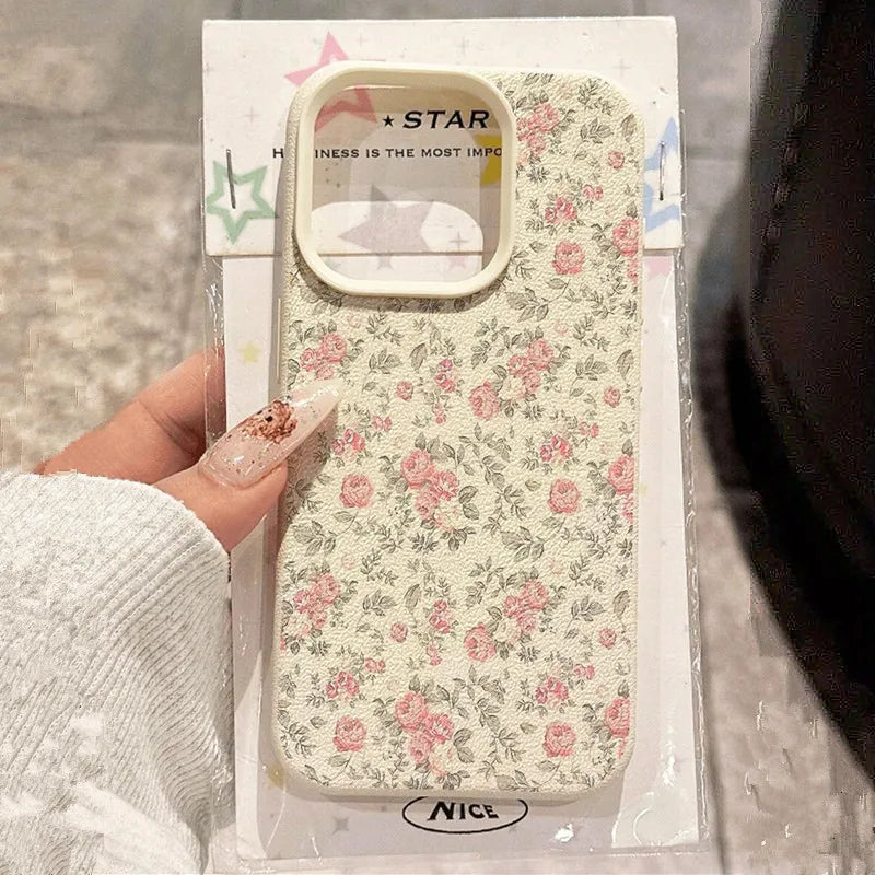 Niedliche Mädchen-Handyhülle mit Blumenmuster in Weiß für Samsung Galaxy S26 S25 Ultra S24 FE S23 Plus S22 A16 A26 A36 A56 A55 A37 A57 Cover