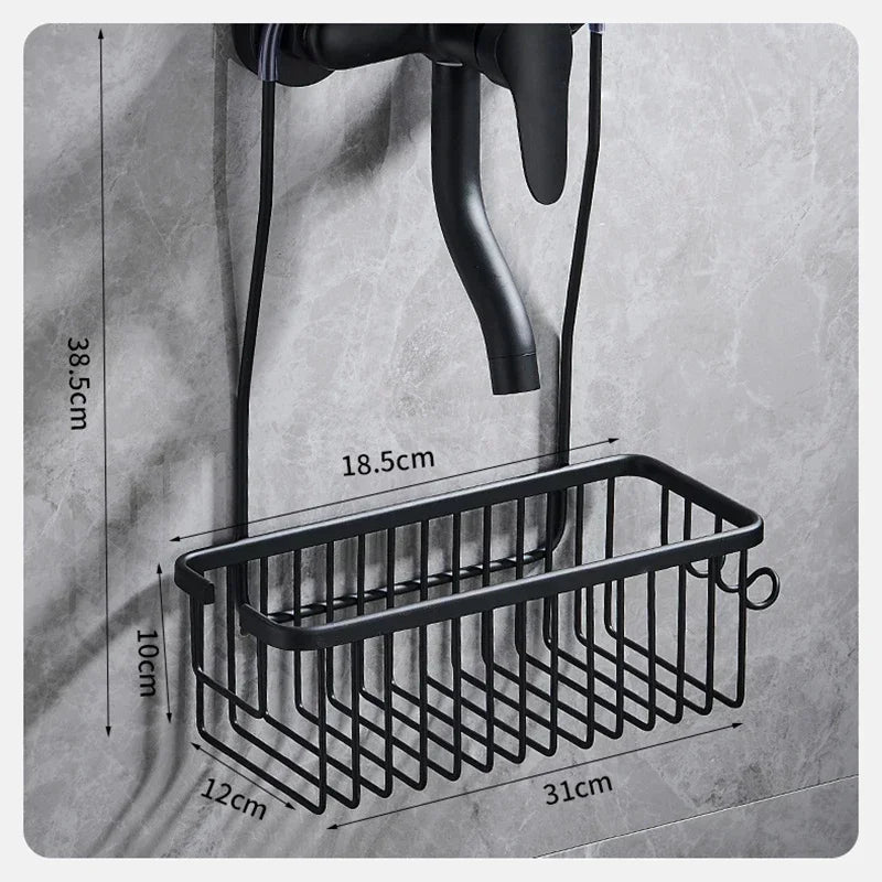 Badezimmerregal aus Aluminium ohne Bohren, Duschregal, Shampoo-Halter, Korb, Aufbewahrungsorganisator, Badezimmerzubehör