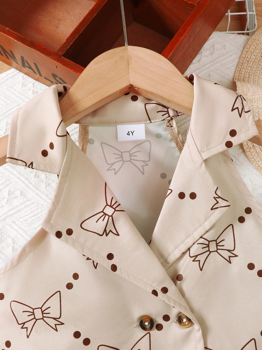Mädchen-Set mit Kragen, Schleife, ärmellosem Oberteil und A-Linien-Rock, geeignet für 4–7 Jahre alte Mädchen, Sommermode-Kleidung