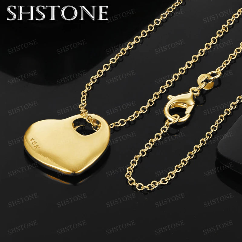 ALITREE 18K Gold Herz-Schloss-Anhänger-Halskette für Damen, modische Halsketten für Party, Geburtstag, Hochzeit, edler Schmuck, Geschenke