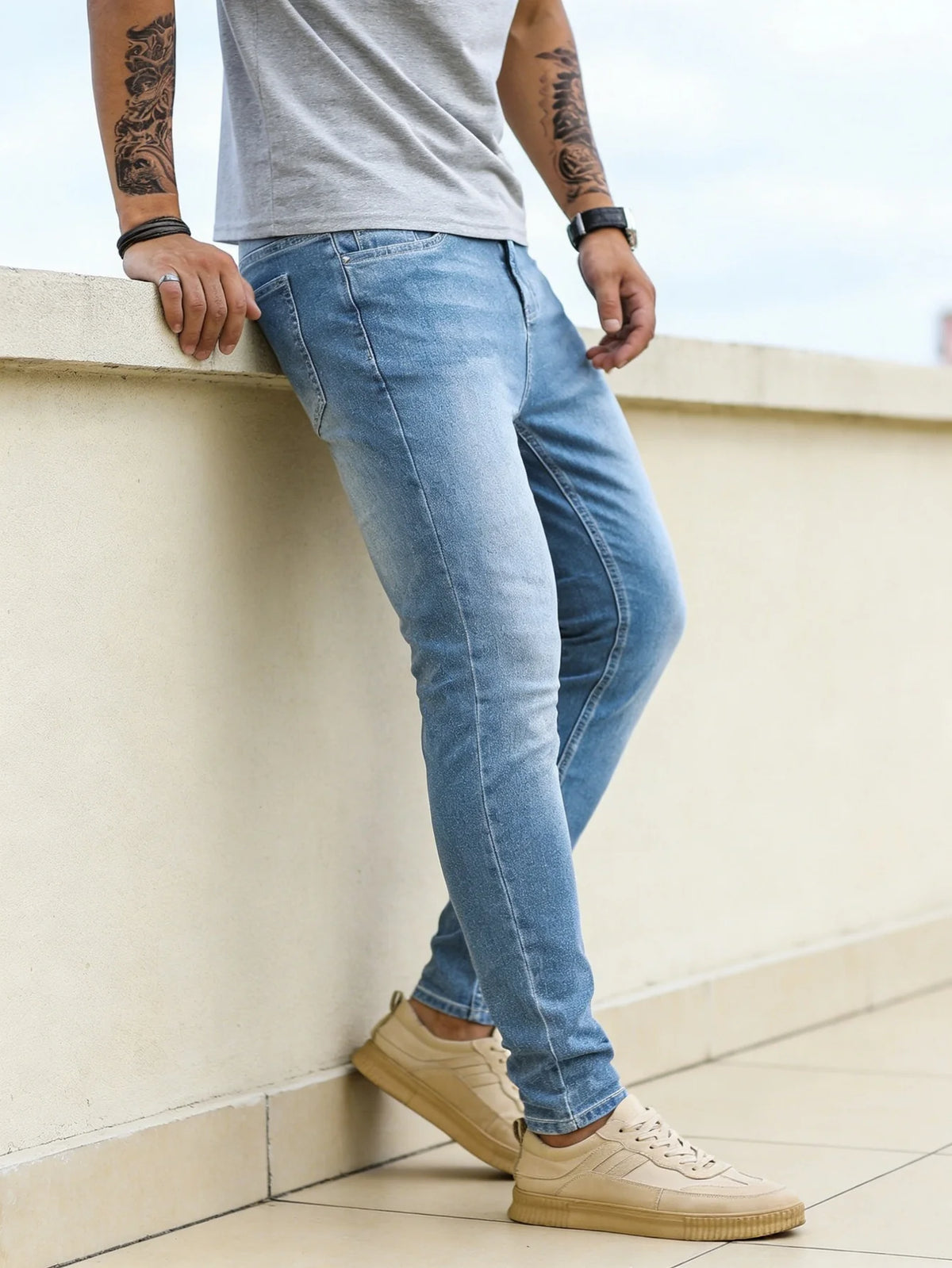 Herren Blaue Slim Fit Y2K Original Jeans Hose Drip Mode Lässige Denim-Hose Ohne Zubehör oder Gürtel