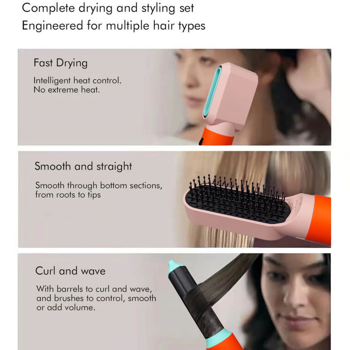 6-in-1-Multi-Styler, neues Design, Haartrockner für Haare, 6-in-1-Haar-Styler mit Curling-Fass, Heißluft-Bürste, Styling-Werkzeug, MultiStyler