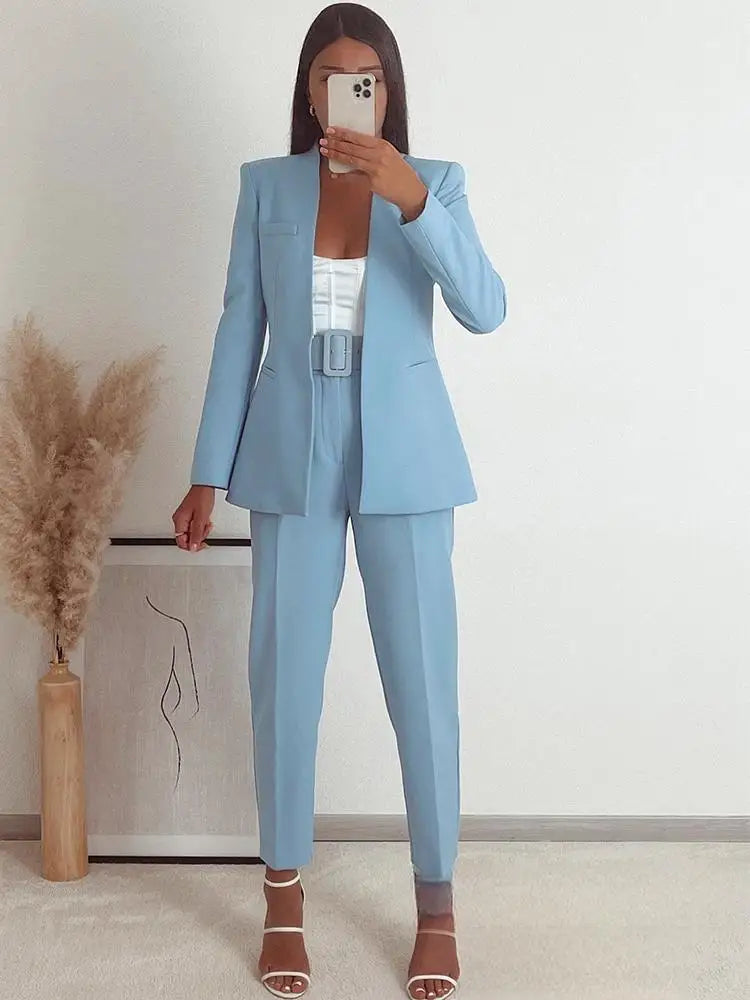 KONDALA Bürodame Beige Damenanzüge Langarm V-Ausschnitt Übergroßer Blazer + Hose mit hoher Taille und weitem Bein Mode 2025, Vintage-Sets