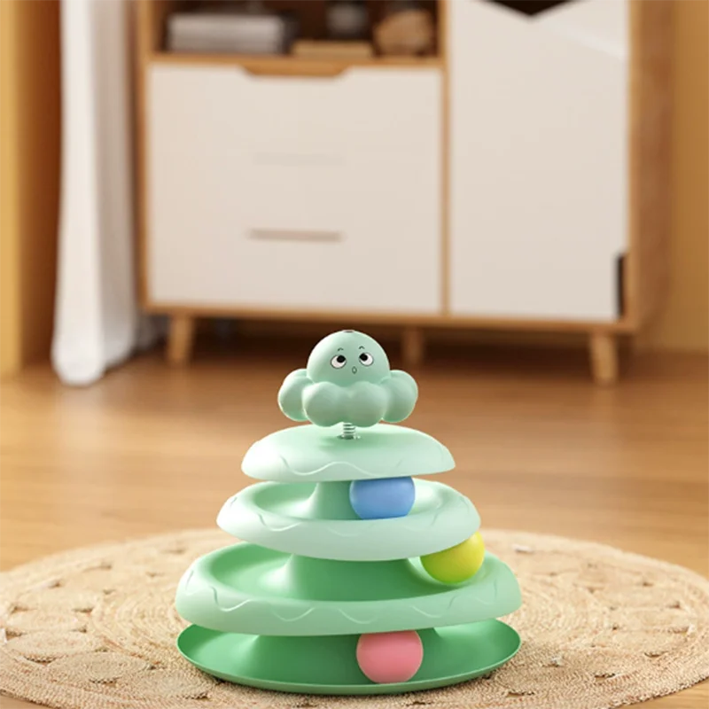 Haustier Dreischichtiger Ball-Katzen-Plattenspieler in Oktopusform, neckender Katzenstab, um Langeweile zu lindern, lustiges Puzzle-Spiel, Heimtierbedarf