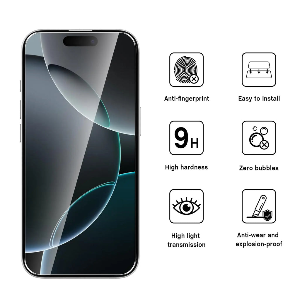 Displays chutz folie für iPhone 16 Pro gehärtetes Glas Kristall HD 9h transparente Anti-Kratz-Hülle freundlich hoch Aluminium
