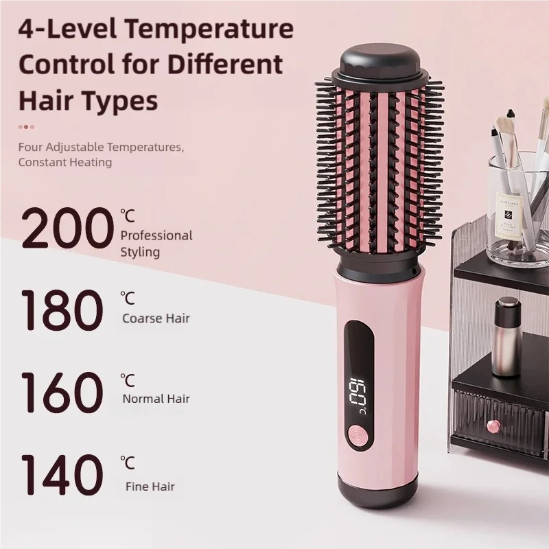 TINSOL Negativ-Ionen-Heißluftbürste Professionelles Styling-Tool Multifunktionale Beheizte Locken- und Glättungsbürste