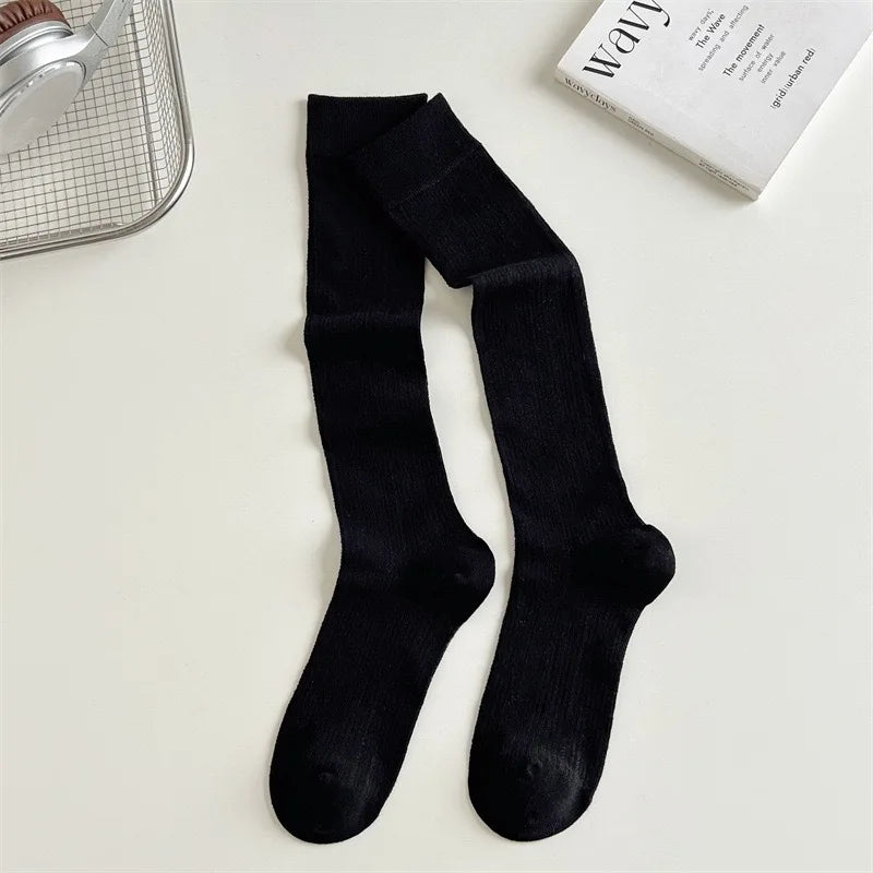 1/4paris Damenstrümpfe Damen-Socken in der Mitte der Wade JK Lolita Süße Mädchen Lange Socken Strumpf Einfarbig Schwarz Weiß Grau Kniestrümpfe