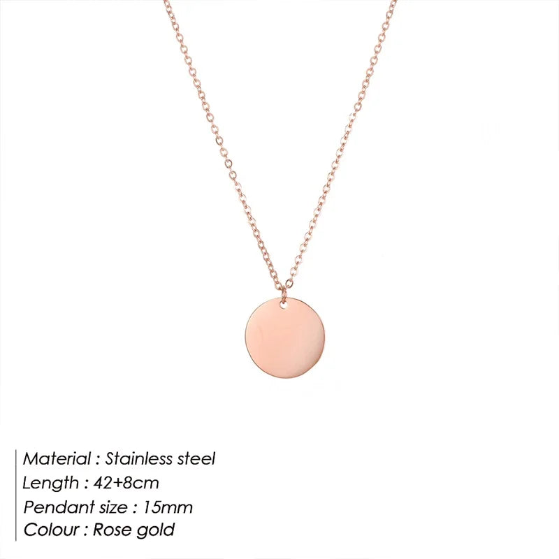 EManco Damen Einfache Runde Anhänger-Halskette Edelstahl Schlüsselbein-Kette Lange Kette Modeschmuck Statement Geschenk für Mädchen