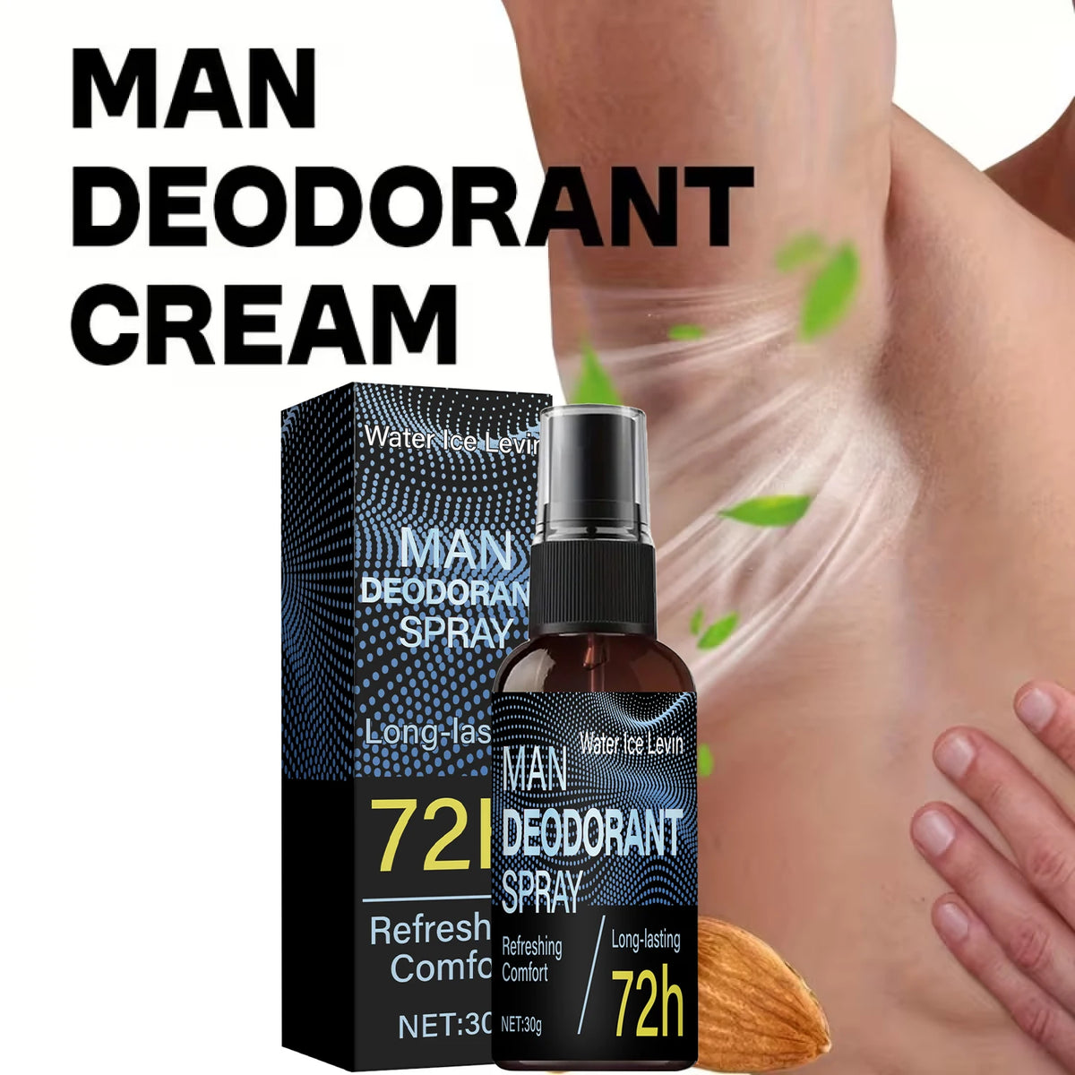Deodorant-Spray für Männer. 72 Stunden lang anhaltende Geruchskontrolle. Spendet Feuchtigkeit, sorgt für Hautkomfort und Erfrischung. Starke, wirksame Formel. 30g Netto.