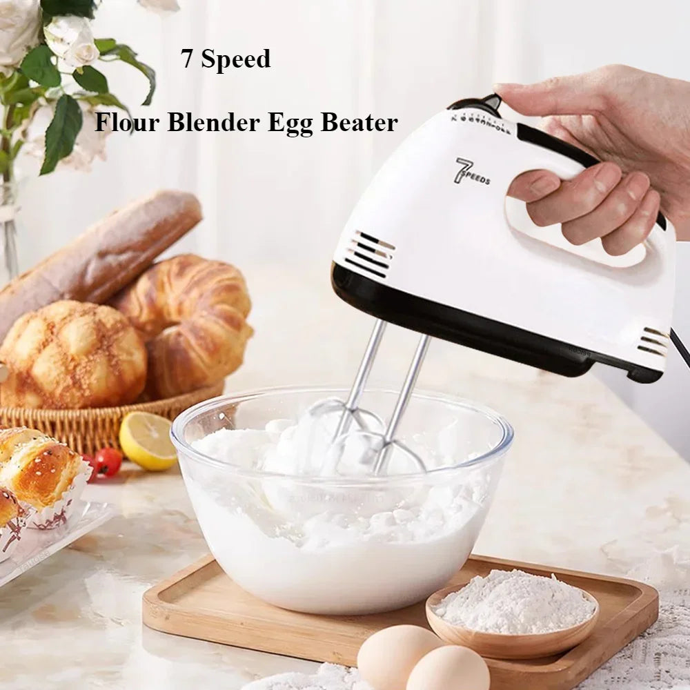 Handgehaltener elektrischer Schneebesen, automatischer Haushaltsmixer, handgehaltener Lebensmittel-, Kuchen-, Brot- und Teigmischer, Crememixer mit 7 Geschwindigkeiten