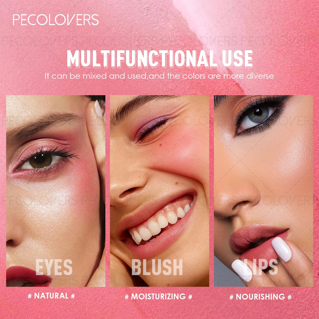 1-teiliges wasserfestes, mattes Rouge, Make-up-Look mit natürlichem Finish, Verwendung für Augen, Wangen, Lippen, Konturierung und Highlight-Rouge-Make-up