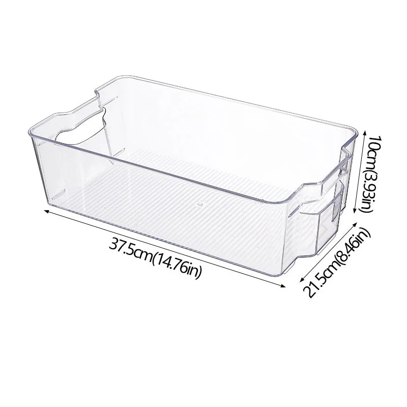 Kühlschrank-Organizer-Behälter, stapelbare Kühlschrank-Lebensmittel-Aufbewahrungsbox mit Griff, durchsichtiger Kunststoff, für Speisekammer, Gefrierschrank, Organizer-Werkzeug