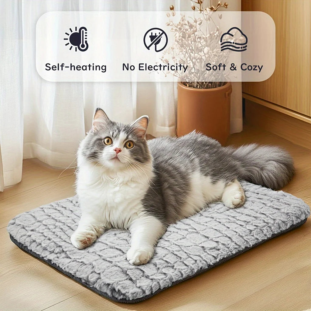 Selbstwärmendes Katzenbett, Weiche Heizmatte für Katzen und Hunde für Innen und Außen, Waschbare Rutschfeste Beheizte Katzenmatte Thermodecke