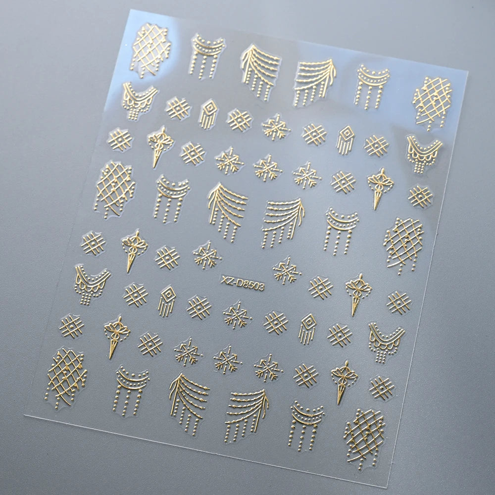1 stücke 5D Perle Spitze Welle Nail art Aufkleber Exquisite Elegante Weiße Linien Nagel Dekoration Aufkleber DIY Selbstklebende Transfer slider