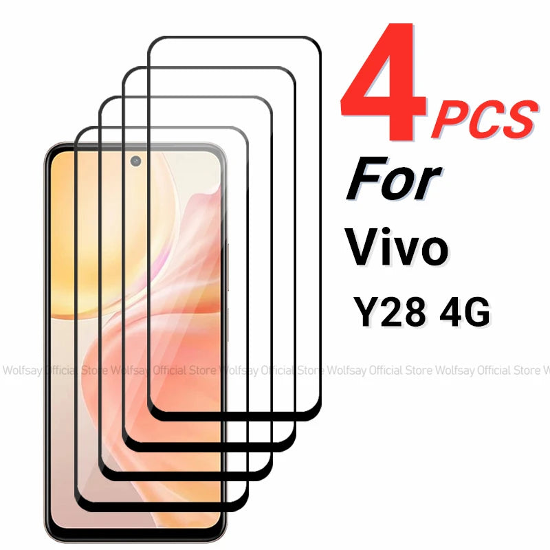 2/4PCS Gehärtetem Glas Für Vivo Y28 4G Screen Protector Vivo Y28 4G Volle Kleber Abdeckung telefon Glas Schutz Film Für Vivo Y28 4G