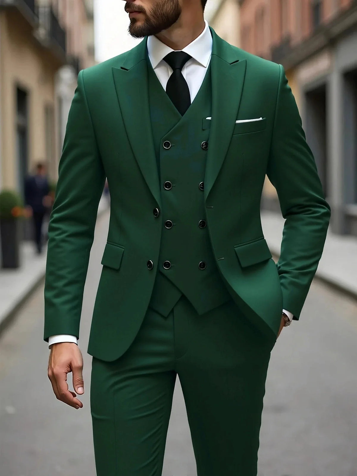 Klassische Hochzeitsanzüge Slim Fit für Bräutigam 3-teiliger Anzug für Trauzeugen Formelle Herrenanzüge für Geschäftsanlässe (Jacke+Weste+Hose)