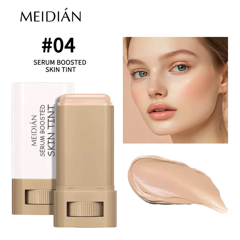 Hautfarbener Foundation-Stick in 6 Farben mit Serum-Boost, Seidiger Textur, Feuchtigkeitsspendende Abdeckung, Concealer-Basis, Gesichtskontur-Stick Make-up
