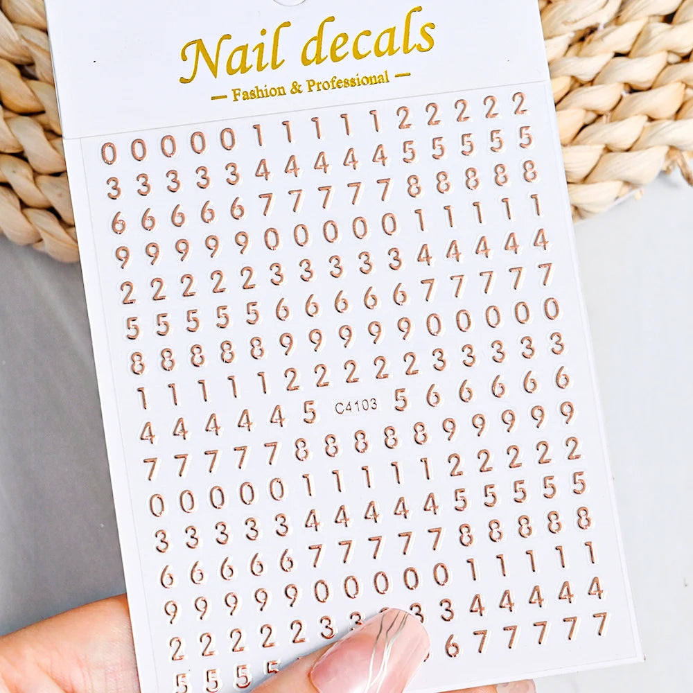 1 Stück 3D Englischer Buchstabe Nail Art Aufkleber Kleine 26 Alphabet Klebeaufkleber 10*8 cm 0-9 Nummer DIY Sliders Maniküre Dekorationen