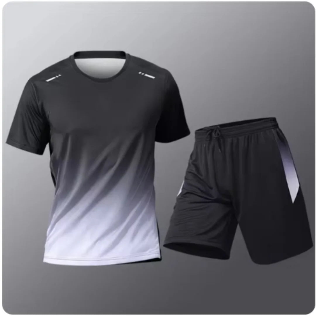 Sommer Fitness Männer laufen Kurzarm T-Shirt + Shorts zweiteiliges Set Sportswear Casual Fitness Sport schnell trocknende Sets S-4XL