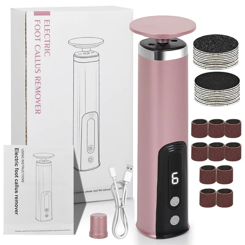 Elektrischer Fuß-Hornhautentferner, 6 Geschwindigkeiten, verstellbare Fußfeile, Nagelschleifer, professionelles Pediküre-Werkzeug für abgestorbene Haut, 2-in-1 |   Geschenke