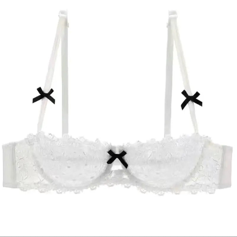 Sexy Spitzen-BH-Set für Damen in Übergröße, halbtransparent, ultradünn, mit Nippelabdeckung, erotische Dessous, Push-up-Komfort-Unterwäsche-Set
