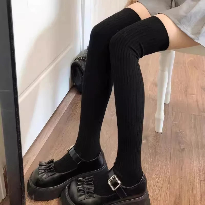 Neue Winter Einfarbig Oberschenkel Hohe Strümpfe Frauen Trendy Casual Über Das Knie Weibliche Lange Socke Thermische Warme Baumwolle Rohr Leggings