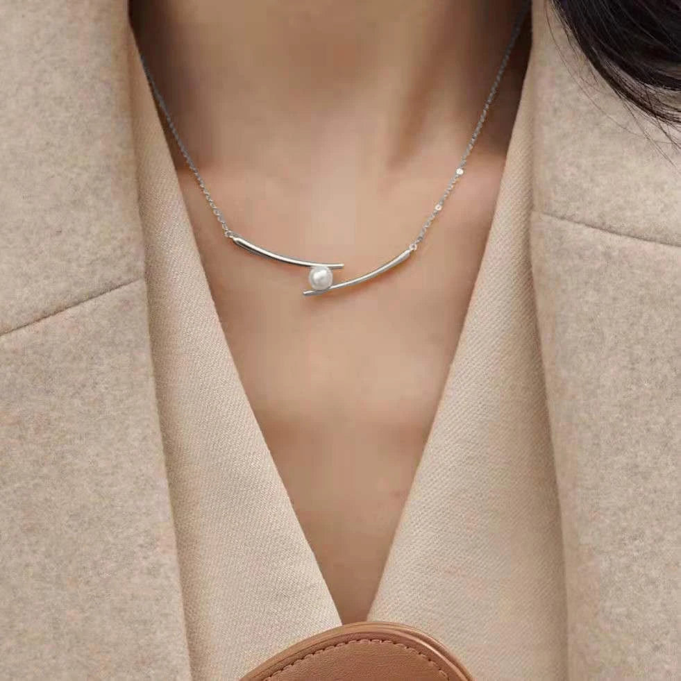 Aihua Mode Minimalistische Runde Opal Anhänger Halskette für Frauen Geometrische Schlüsselbein Ästhetische Kette Sommer Schmuck Zubehör