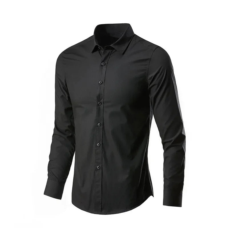 Herren-Langarm-Freizeithemd im koreanischen Stil, Business-formelles Slim-Fit-Hemd in weißer Farbe für Frühling und Herbst