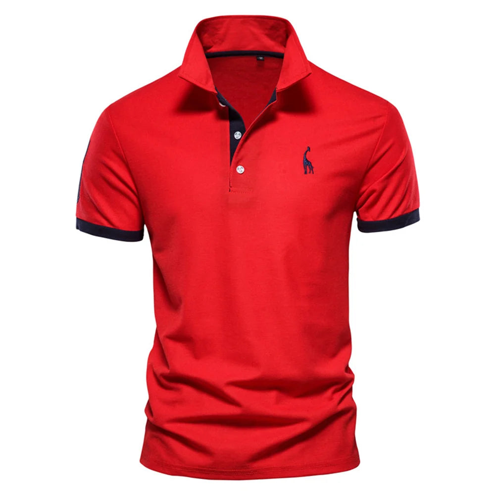 Dropshipping Polo Giraffe Hemd Männer Qualität Stickerei Sommer Kurzarm Polo Casual Business Social Herren Polos BR Größe