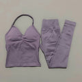 HISTELLO Gym-Leggings-Set, 2-teilig, für Damen, Yoga, lang, mit Trägern, nahtlos, Fitness-Kleidung, Laufen, Workout, Sport-Tops, Outfit