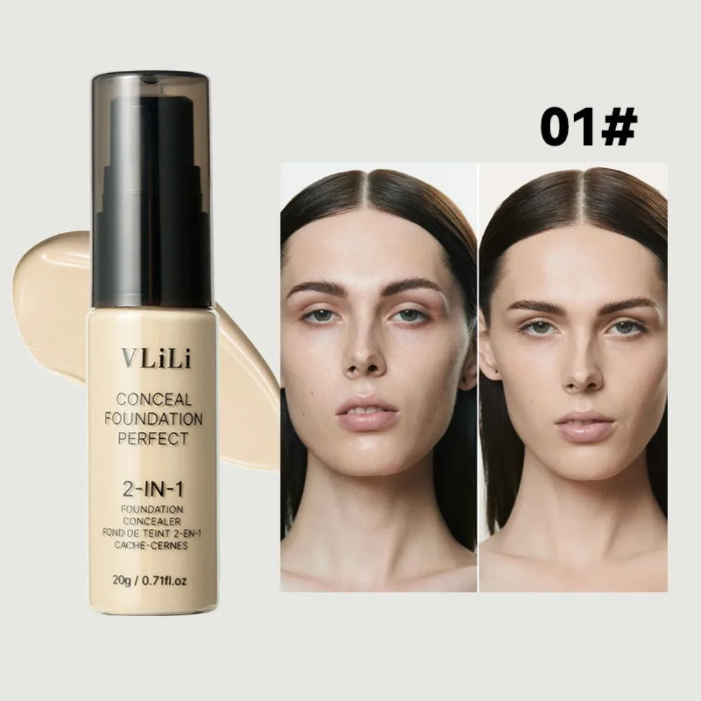 Neue Wasserfeste Flüssige Foundation Ölkontrolle Volle Abdeckung Gesichts-Foundation-Creme Matte Cremige Textur Foundation Concealer-Creme