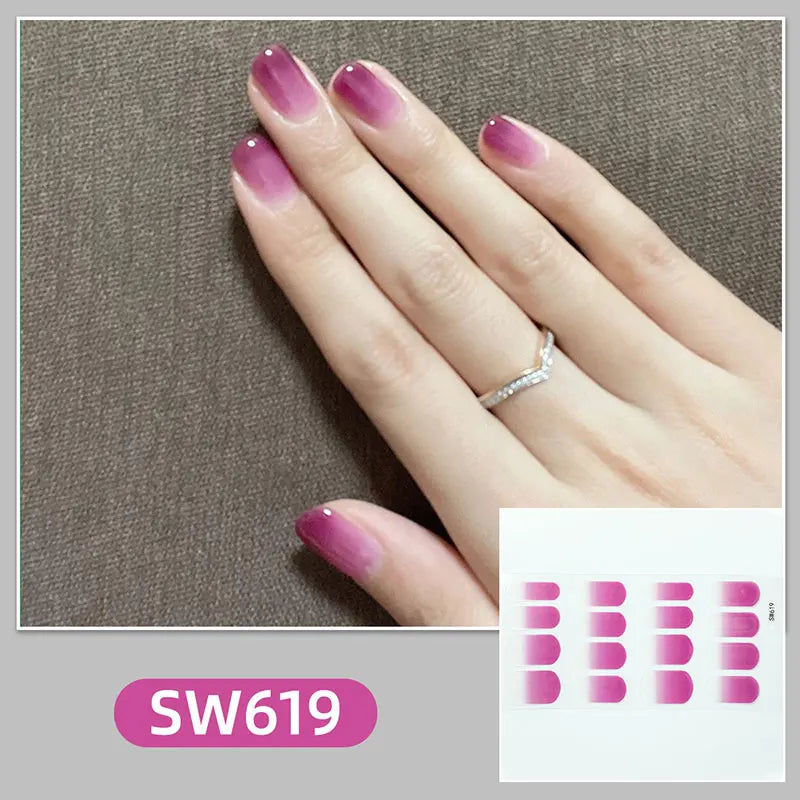 Roter Farbverlauf, backfreie Nagelaufkleber, langlebige Nagelstreifen, Patch-Schieber, vollständiger Abdeckungsaufkleber, selbstklebend, einfache Vollwickel
