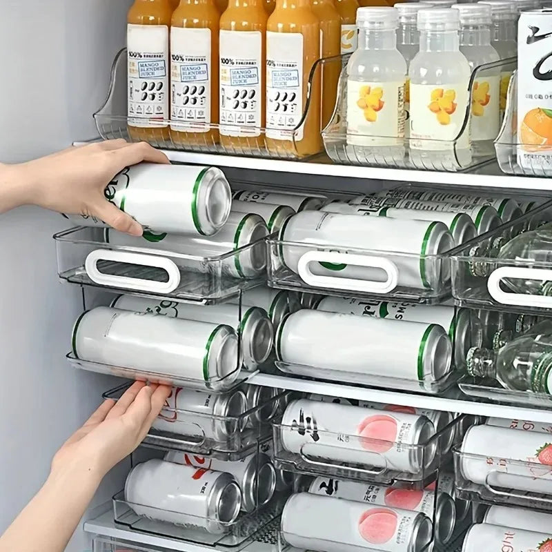 1/2-stufiger Soda-Dosenspender für den Kühlschrank, stapelbarer Getränke-Organizer für den Kühlschrank, durchsichtige Kunststoff-Kühlschrank-Organizer-Behälter