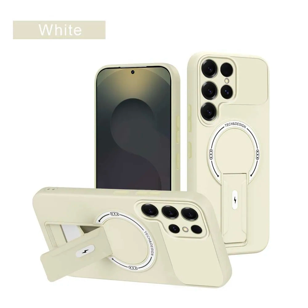 Fall für Für Samsung Galaxy S26 S25 S24 Plus S23 S22 Ultra S25Edge S25FE S24FE Matte Rüstung Ständer Halter Zurück Abdeckung Fundas