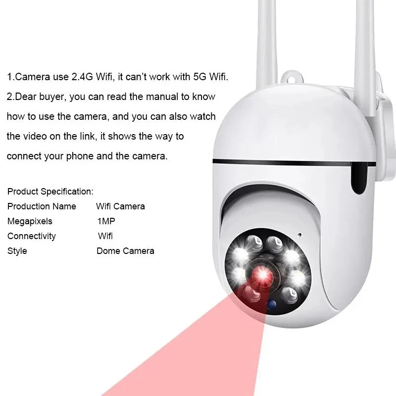 IP-Kamera, intelligente WLAN-Überwachungskamera für den Außenbereich, Heimsicherheit, CCTV-Überwachung mit Farbnachtsicht, kabelloses HD-2-Wege-Audio, 1080P