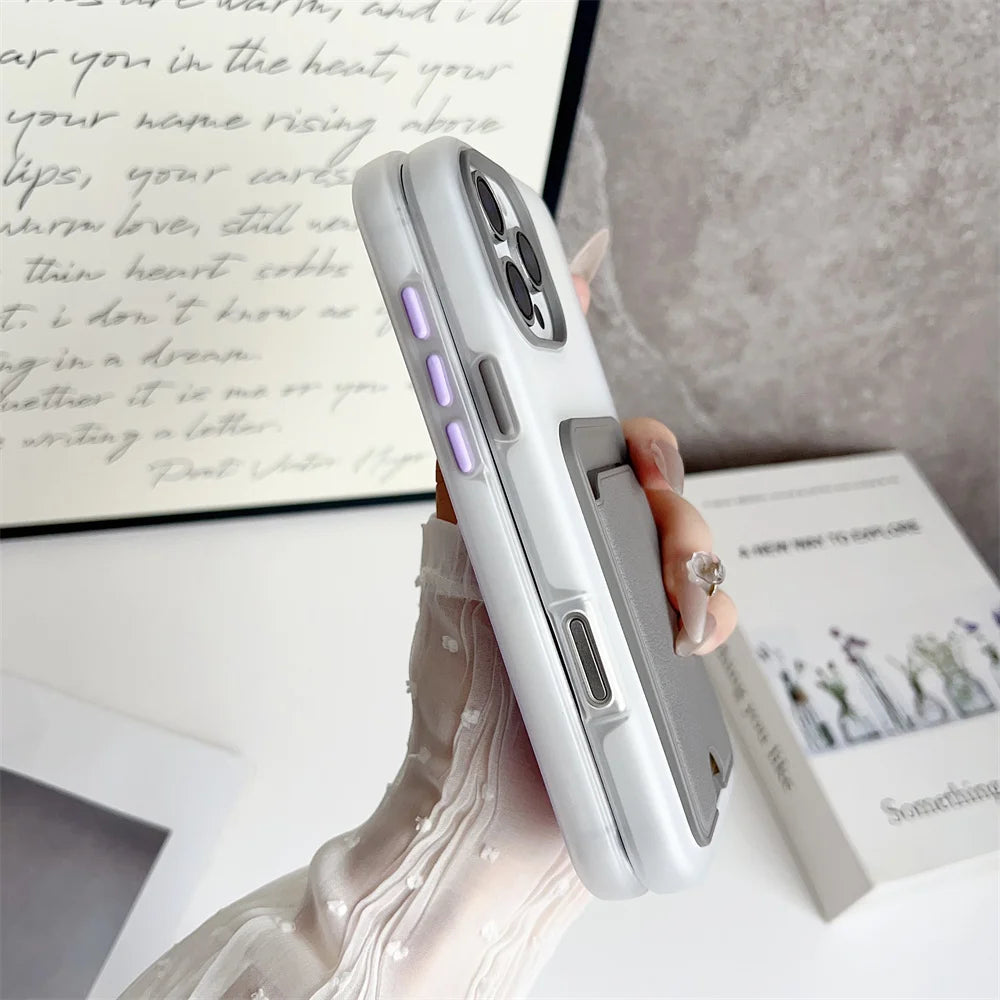 3 IN 1 Leder-Kartensteckplatz-Halter-Telefonhülle für iPhone 17 Air 16 15 14 13 Pro Max 16E, Brieftaschenfach, stoßfeste Rückseite, Stoßstange