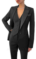 3-teiliges Modisches Übergrößen-Damen-Blazer-Set Elegante Langarm-Anzugjacke Weste und Gerade Hose Damen-Business-Outfit Neu
