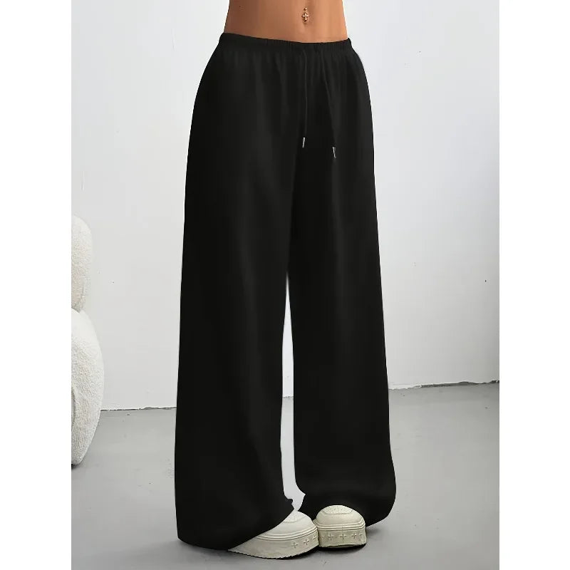 Frühling und Herbst, lässiger Stil, kleiner Kapuzenpullover, gerade Hose, Freizeithose, Damen-Herbst- und Winter-Baggy-Hose