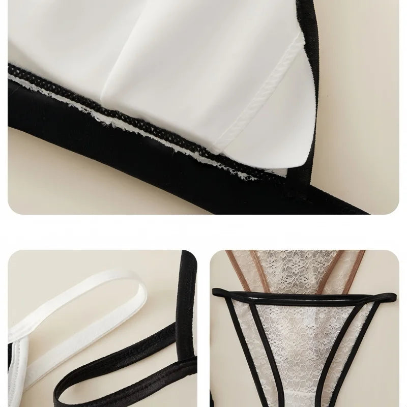 Frauen Spitze BH und Höschen Set drahtlose Bra lette niedrige Taille transparente Höschen weibliche ultra dünne sexy nahtlose Unterwäsche Set
