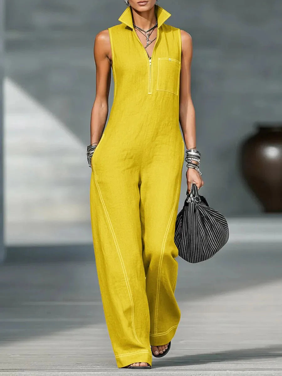 Ärmelloser Lässiger Lockerer Jumpsuit Bequemer Atmungsaktiver Einteiler für Damen