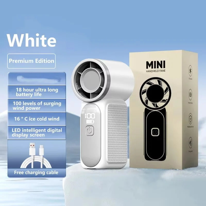 5-Gang Mini-Handventilator, faltbar, Turbo, max. 10 m/s, starker Luftstrom, Typ-C USB, wiederaufladbar, lange Betriebsdauer, Taschenkühler