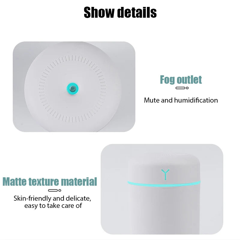 Tragbarer 420ml Luftbe feuchter Aroma öl Luftbe feuchter für Heimauto USB Cool Mist Sprayer mit bunten weichen Nachtlicht reiniger