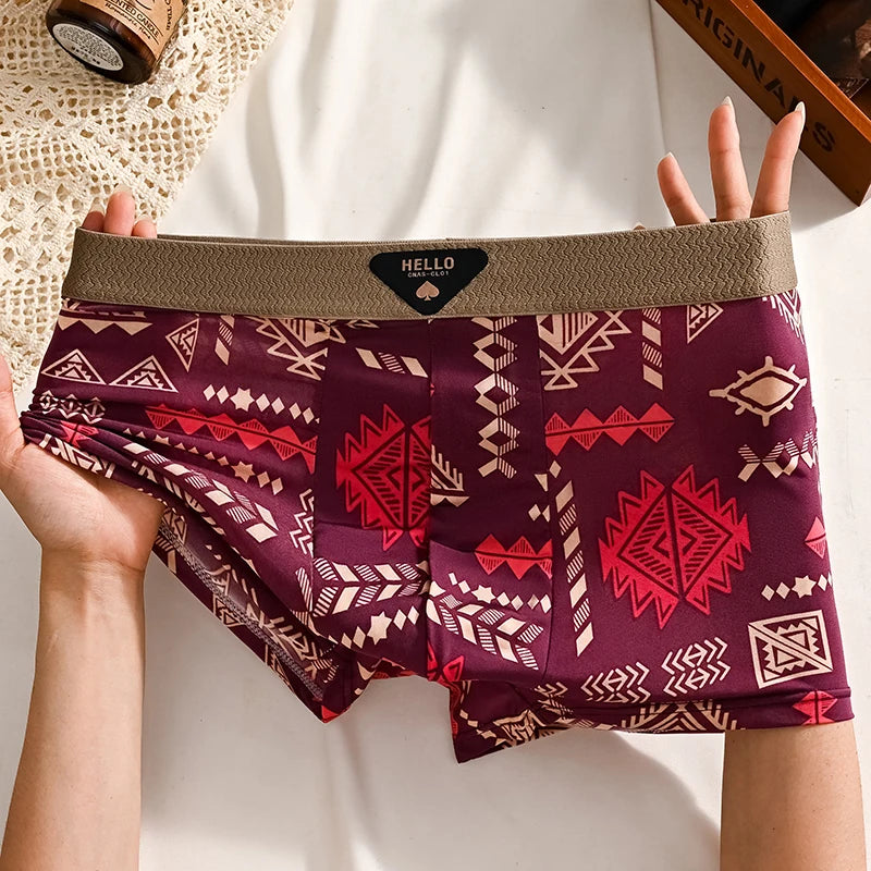 1 stücke männer Unterwäsche Eis Seide Boxer Shorts Plus Größe 6XL Unterhosen Atmungsaktiv Sexy Dünne Höschen Drucken Dessous Großhandel 5803