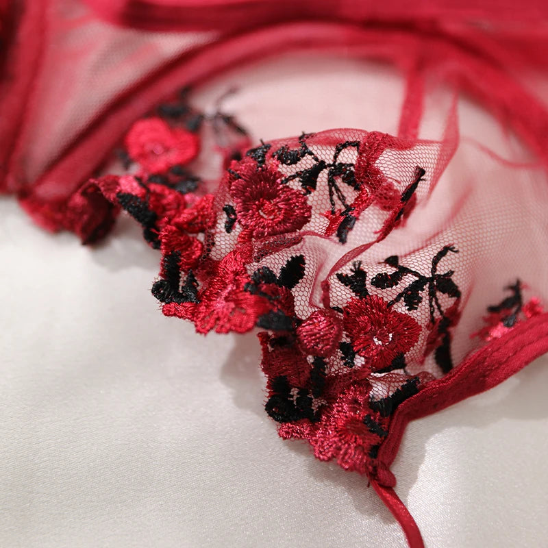Porno sexy Frauen anzug Push-up dünne Bra lette Set verführer ische Unterwäsche exotische BH Embroid Print Büstenhalter stilvolle Dessous für Erwachsene