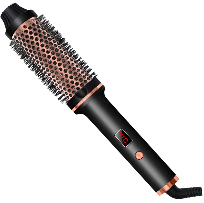 Lockenstabbürste, PTC-beheizte Thermobürste, Keramik-Lockenwickler, heiße Bürste, schafft lose und voluminöse Locken, beheizte Haar-Styling-Bürste