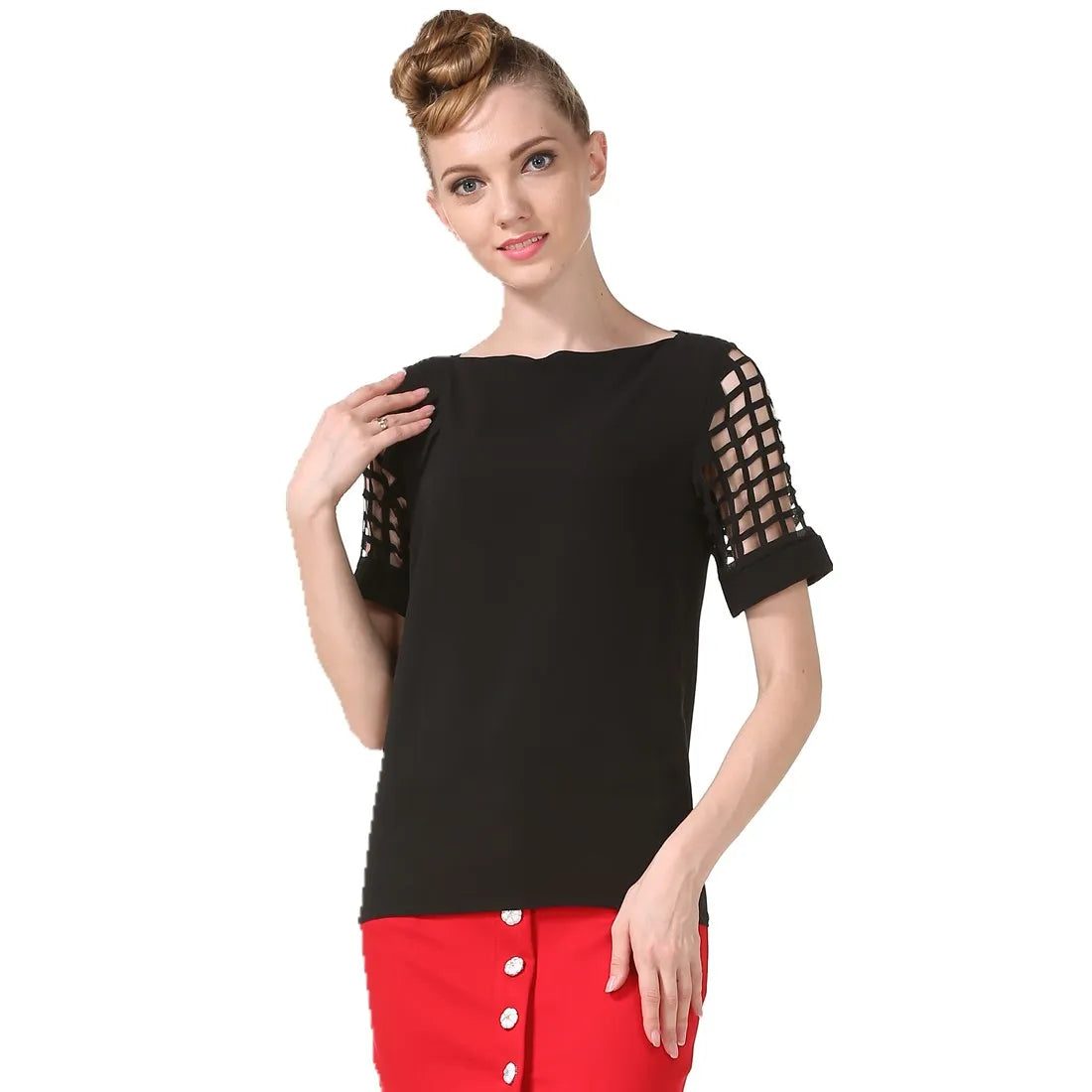 Sommer Bluse Sexy Frauen Damen Hohl Hülse Slash Neck Lose Solide Shirts Casual Tops