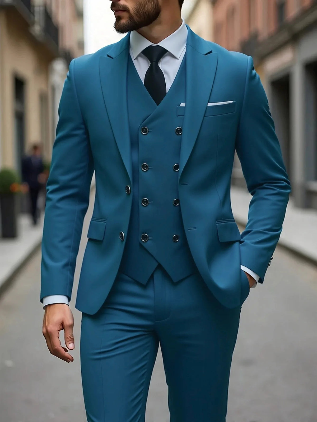 Klassische Hochzeitsanzüge Slim Fit für Bräutigam 3-teiliger Anzug für Trauzeugen Formelle Herrenanzüge für Geschäftsanlässe (Jacke+Weste+Hose)