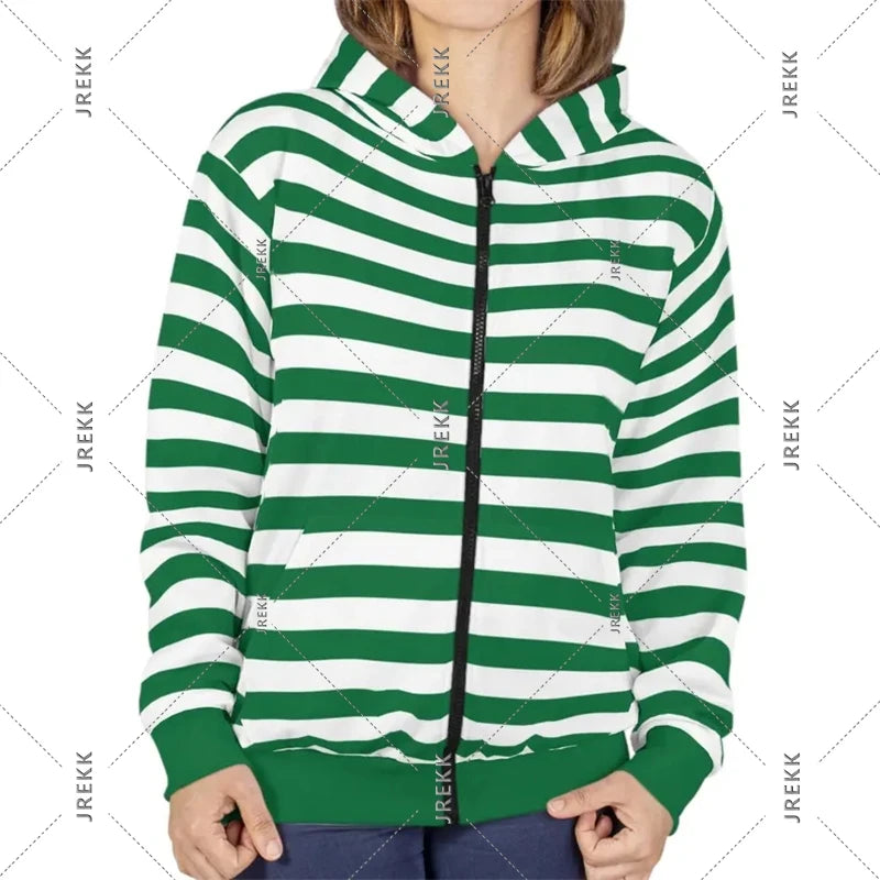 2025 Essentials Kapuzenpullover mit Reißverschluss, gestreift, klassische Mode, Streetwear, Kapuzenmantel, satte Farbauswahl, Frühling, lässig, lockeres Sweatshirt