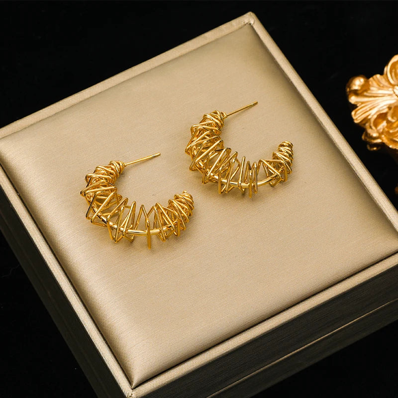 EILIECK 316L Edelstahl Metall Gold Farbe Hoop Ohrringe Für Frauen Trendy Hochwertige Wasserdichte Ohr Clips Schmuck Geschenk