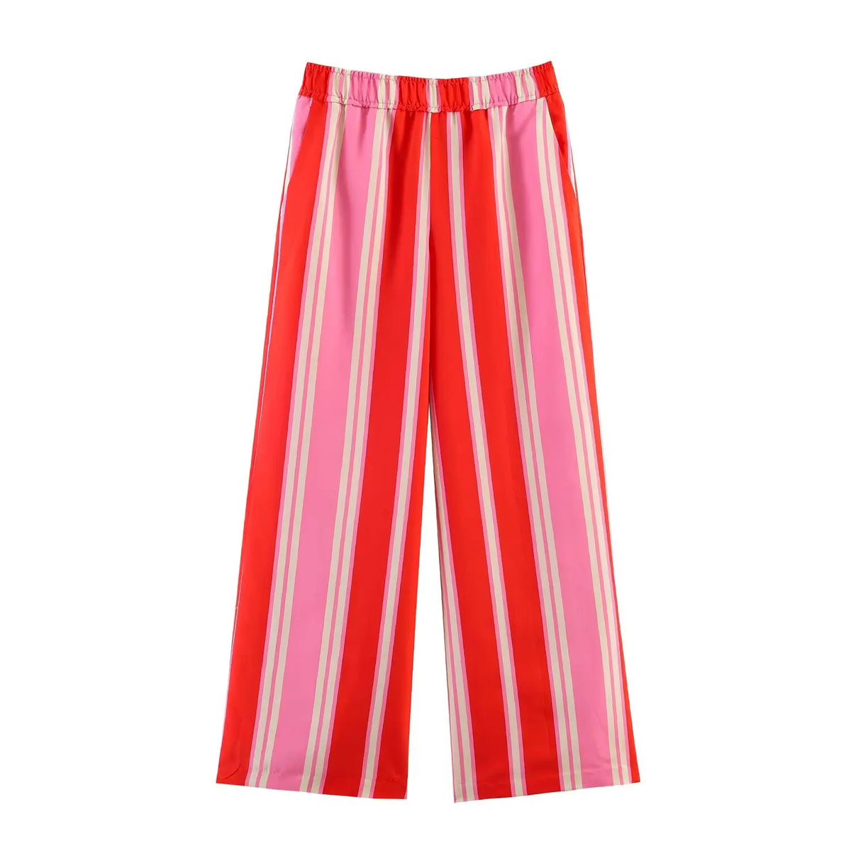 KONDALA Damen Casual Urlaubs-Set mit Gestreiftem Kurzarm-Oberteil und Eleganter Langer Hose 2026 Sommer Schickes V-Ausschnitt-Top, Hose mit Elastischem Bund